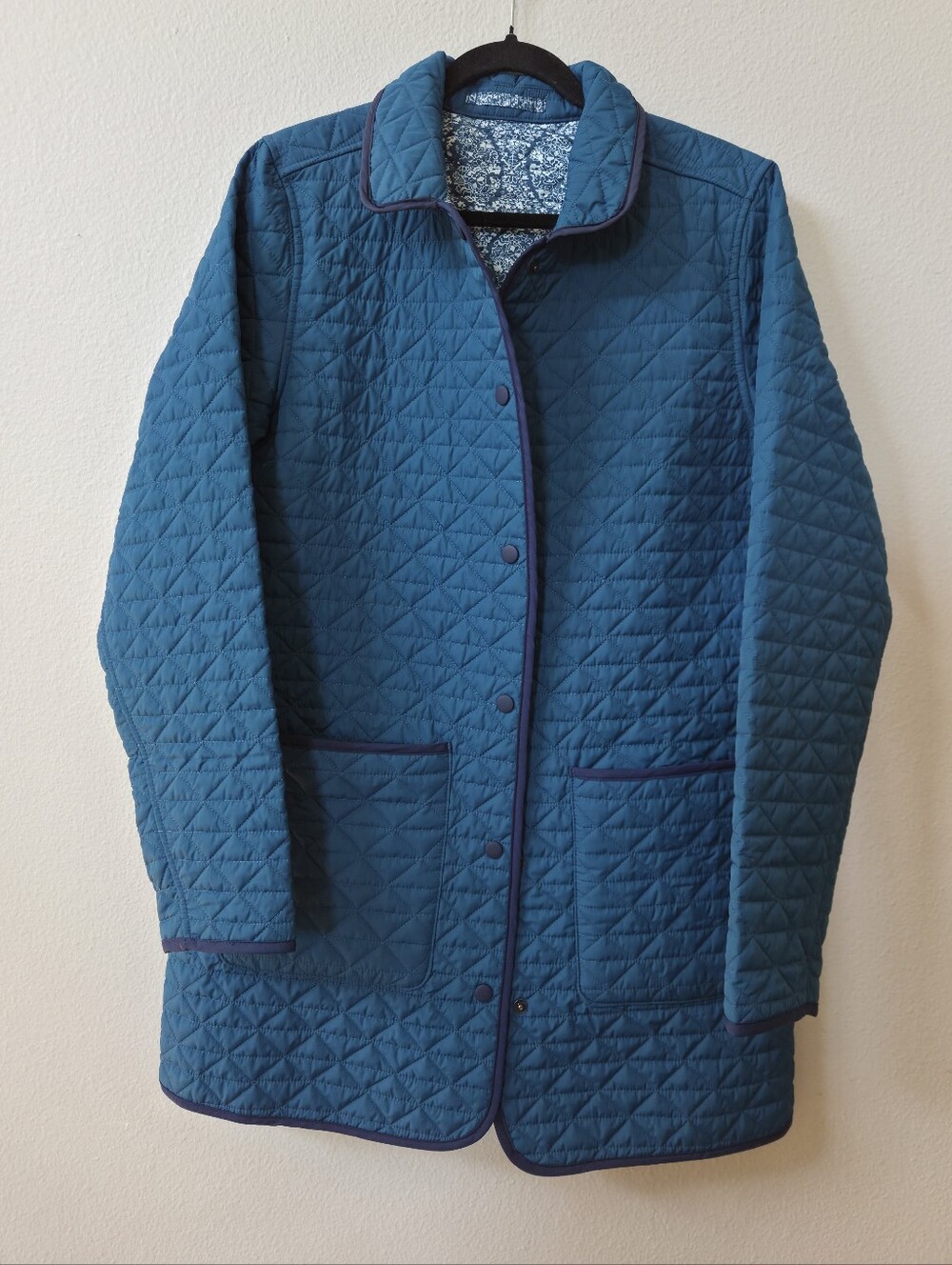 LANDS END Women's Quilted Reversible Barn Coat Jacket Size Medium Tall